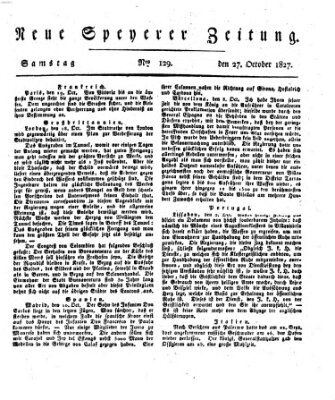 Neue Speyerer Zeitung Samstag 27. Oktober 1827