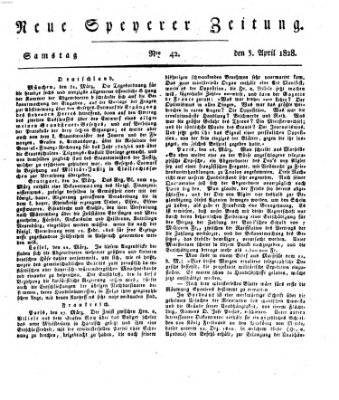 Neue Speyerer Zeitung Samstag 5. April 1828