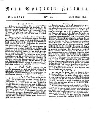 Neue Speyerer Zeitung Dienstag 8. April 1828