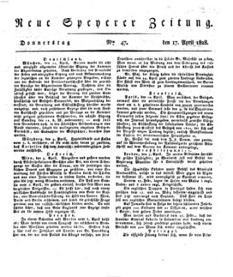 Neue Speyerer Zeitung Donnerstag 17. April 1828