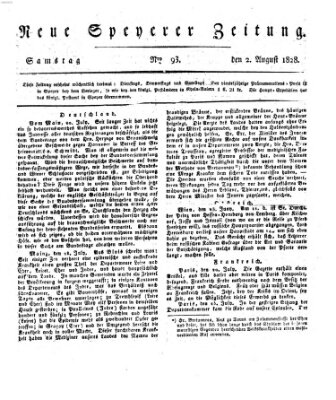 Neue Speyerer Zeitung Samstag 2. August 1828