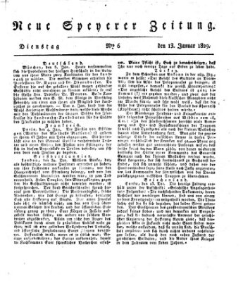 Neue Speyerer Zeitung Dienstag 13. Januar 1829