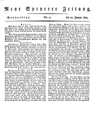Neue Speyerer Zeitung Donnerstag 22. Januar 1829