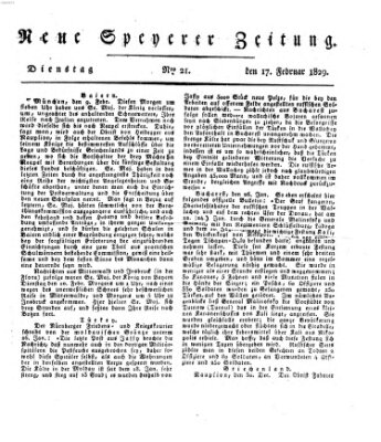 Neue Speyerer Zeitung Dienstag 17. Februar 1829
