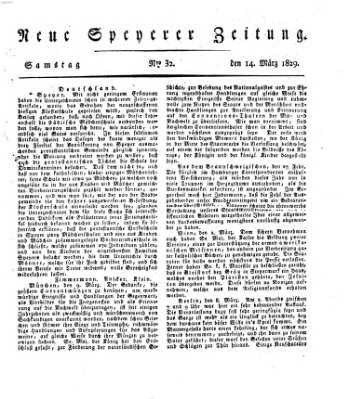 Neue Speyerer Zeitung Samstag 14. März 1829