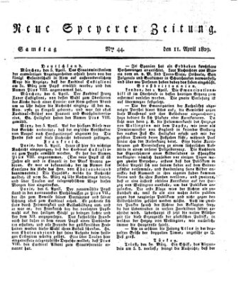 Neue Speyerer Zeitung Samstag 11. April 1829