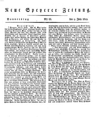 Neue Speyerer Zeitung Donnerstag 9. Juli 1829