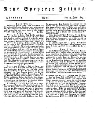 Neue Speyerer Zeitung Dienstag 14. Juli 1829