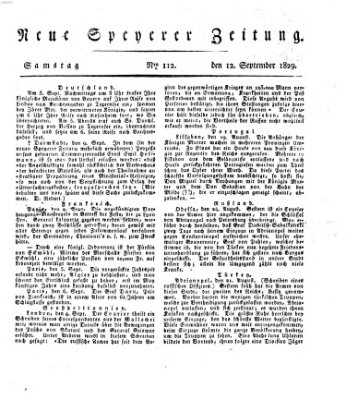 Neue Speyerer Zeitung Samstag 12. September 1829