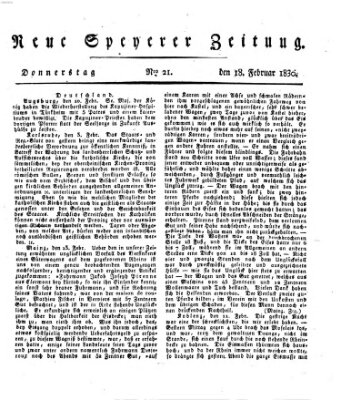 Neue Speyerer Zeitung Donnerstag 18. Februar 1830