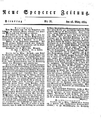 Neue Speyerer Zeitung Dienstag 23. März 1830