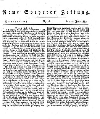 Neue Speyerer Zeitung Donnerstag 24. Juni 1830