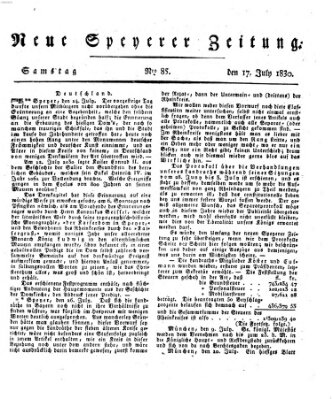 Neue Speyerer Zeitung Samstag 17. Juli 1830