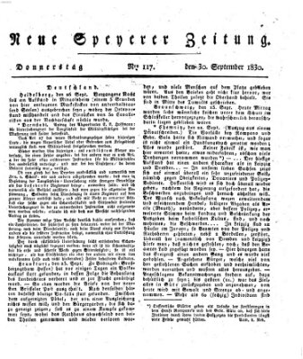 Neue Speyerer Zeitung Donnerstag 30. September 1830