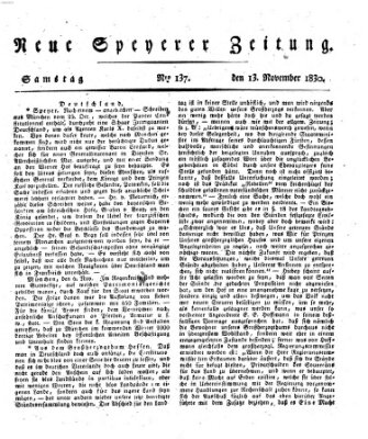 Neue Speyerer Zeitung Samstag 13. November 1830
