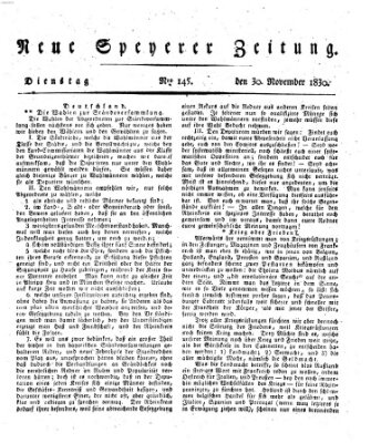 Neue Speyerer Zeitung Dienstag 30. November 1830