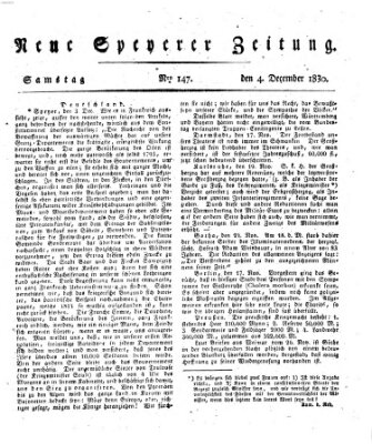 Neue Speyerer Zeitung Samstag 4. Dezember 1830