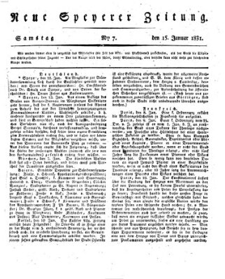 Neue Speyerer Zeitung Samstag 15. Januar 1831