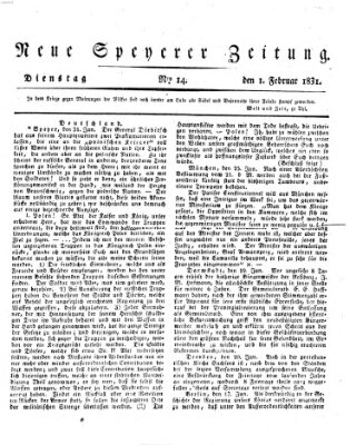 Neue Speyerer Zeitung Dienstag 1. Februar 1831