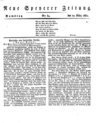Neue Speyerer Zeitung Samstag 19. März 1831