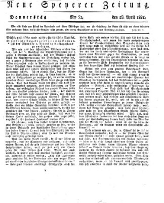 Neue Speyerer Zeitung Donnerstag 28. April 1831