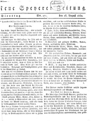 Neue Speyerer Zeitung Dienstag 28. August 1832