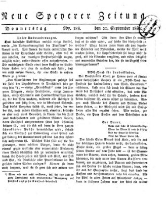 Neue Speyerer Zeitung Donnerstag 20. September 1832