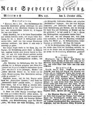 Neue Speyerer Zeitung Mittwoch 3. Oktober 1832