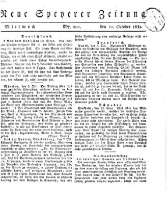 Neue Speyerer Zeitung Mittwoch 10. Oktober 1832
