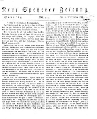 Neue Speyerer Zeitung Sonntag 2. Dezember 1832