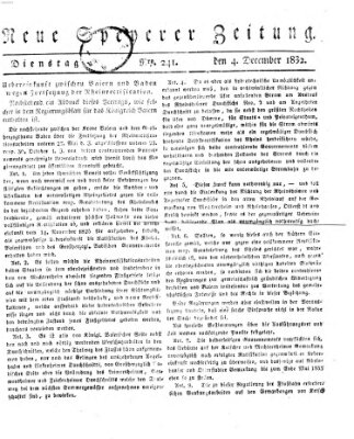 Neue Speyerer Zeitung Dienstag 4. Dezember 1832
