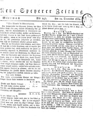 Neue Speyerer Zeitung Mittwoch 12. Dezember 1832
