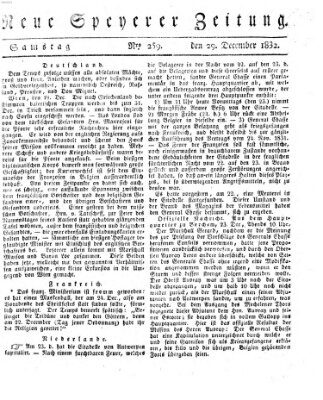 Neue Speyerer Zeitung Samstag 29. Dezember 1832