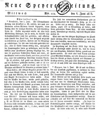 Neue Speyerer Zeitung Mittwoch 5. Juni 1833