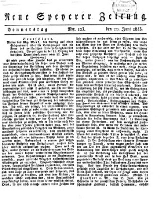 Neue Speyerer Zeitung Donnerstag 20. Juni 1833
