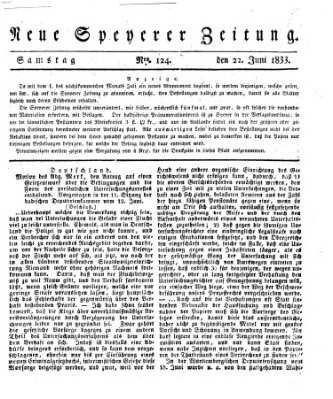 Neue Speyerer Zeitung Samstag 22. Juni 1833