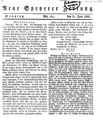 Neue Speyerer Zeitung Sonntag 30. Juni 1833