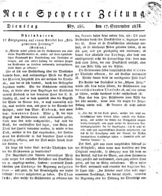 Neue Speyerer Zeitung Dienstag 17. September 1833
