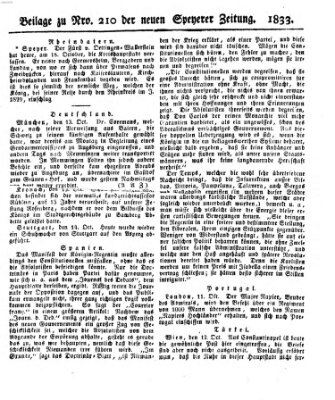 Neue Speyerer Zeitung Sonntag 20. Oktober 1833