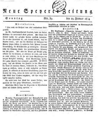 Neue Speyerer Zeitung Sonntag 23. Februar 1834