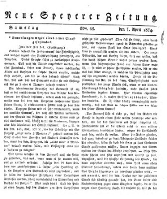 Neue Speyerer Zeitung Samstag 5. April 1834