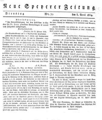 Neue Speyerer Zeitung Dienstag 8. April 1834