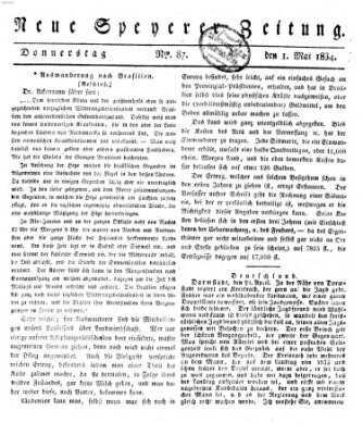Neue Speyerer Zeitung Donnerstag 1. Mai 1834