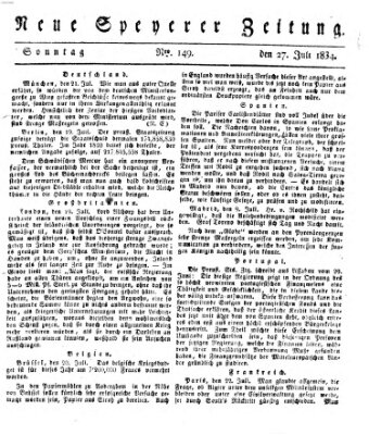 Neue Speyerer Zeitung Sonntag 27. Juli 1834