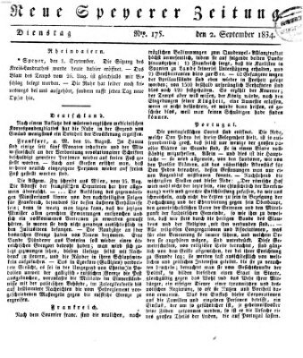 Neue Speyerer Zeitung Dienstag 2. September 1834