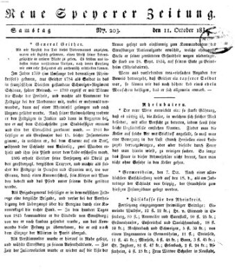 Neue Speyerer Zeitung Samstag 11. Oktober 1834