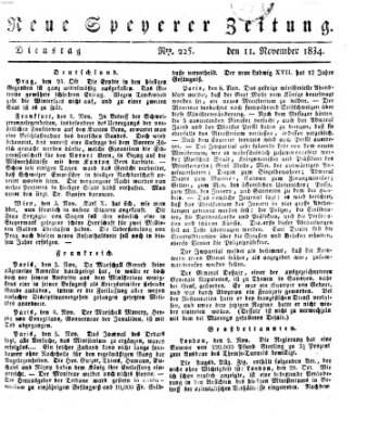 Neue Speyerer Zeitung Dienstag 11. November 1834