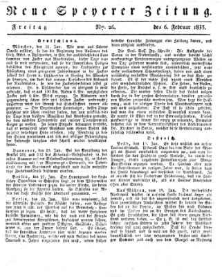 Neue Speyerer Zeitung Freitag 6. Februar 1835