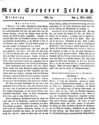 Neue Speyerer Zeitung Montag 4. Mai 1835