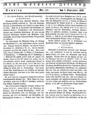 Neue Speyerer Zeitung Samstag 5. September 1835